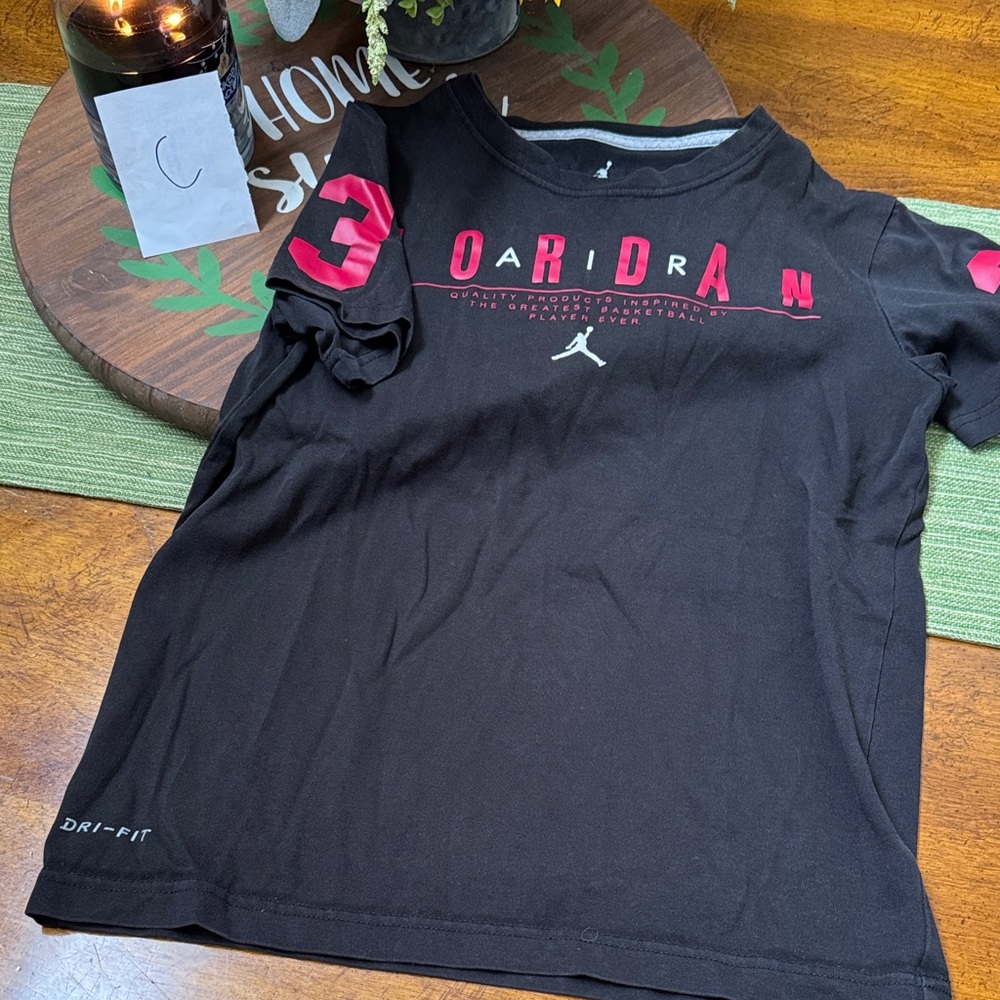 Jordan Kids Black Tee with Red Accents